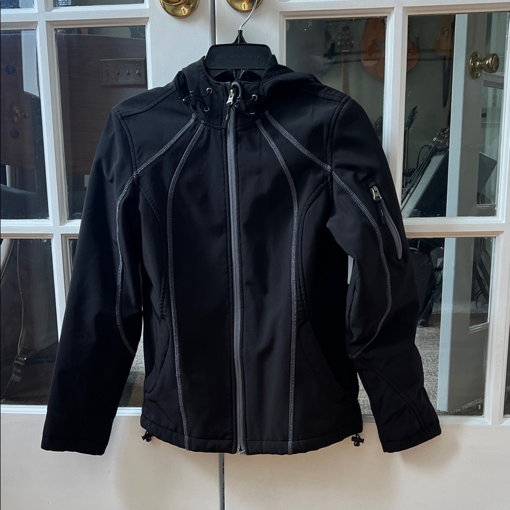 Women's Black Hooded Jacket - Active wear great for everyday or walking, hiking